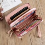 Monedero largo con doble cremallera para mujer, bolso para teléfono con monedas empalmadas - Imagen 9