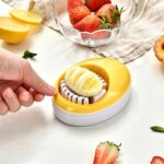 Rebanador de huevos de cocina 3 en 1 para fresas, champiñones, plátanos y otras frutas blandas, Yellow