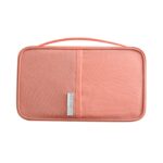 Bolsa de documento de pasaporte portátil a prueba de polvo impermeable de viaje, Orange Pink Small