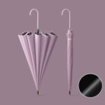 Paraguas de uso dual para lluvia y sol, doble mango largo, automático, 16 huesos, Vinyl Purple