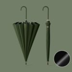 Paraguas de uso dual para lluvia y sol, doble mango largo, automático, 16 huesos, Vinyl Forest Green