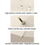 Paraguas de uso dual para lluvia y sol, doble mango largo, automático, 16 huesos, With Waterproof Cover Matcha - Imagen 5