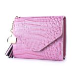 Monedero para mujer, borla, tríptico, patrón de cocodrilo, monedero, tarjetero
