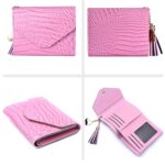 Monedero para mujer, borla, tríptico, patrón de cocodrilo, monedero, tarjetero - Imagen 2