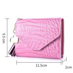 Monedero para mujer, borla, tríptico, patrón de cocodrilo, monedero, tarjetero - Imagen 3