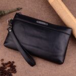 Bolso de mano para hombre Cartera con cremallera larga informal Bolso de mano de gran capacidad
