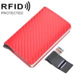 Baellerry RFID Cartera de cuero a cuadros antirrobo Caja de aluminio de metal Titular de tarjeta de tipo de expulsión automática