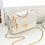 Messenger Lentejuelas Bandolera Mujer Teléfono móvil Monedero, White With Pendant