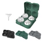 Moldes para cubitos de hielo de cóctel con forma de diamante rosa de 4 agujeros, fabricante de bolas de hielo de silicona, Rose Shape (Grey) - Imagen 2