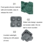 Moldes para cubitos de hielo de cóctel con forma de diamante rosa de 4 agujeros, fabricante de bolas de hielo de silicona, Rose Shape (Dark Green with Ice Clip) - Imagen 11
