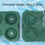 Moldes para cubitos de hielo de cóctel con forma de diamante rosa de 4 agujeros, fabricante de bolas de hielo de silicona, Rose Shape (Black) - Imagen 7