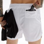 Pantalones cortos atléticos de secado rápido para hombre de una sola capa 5/10 pantalones con la ejecución de la toalla, XXL - Imagen 3