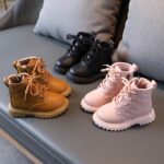Botas Martin para niños Botas de cuero cálidas acolchadas Zapatos de algodón simples, 21 - Imagen 2