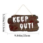 Letrero de puerta de Halloween, decoración de atmósfera de terror de Casa Encantada, Keep Out Imitation Wood Grain - Imagen 2