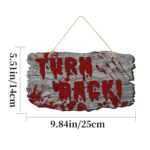 Letrero de puerta de Halloween, decoración de atmósfera de terror de Casa Encantada, Turn Back Imitation Wood Grain - Imagen 2