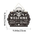 Letrero de puerta de Halloween, decoración de atmósfera de terror de Casa Encantada, Skull - Imagen 2