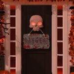 Letrero de puerta de Halloween, decoración de atmósfera de terror de Casa Encantada, Help Imitation Wood Grain - Imagen 4