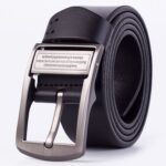 Cinturón de cuero con hebilla para hombre, banda para cintura de piel de vaca lacada retro, 110cm