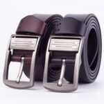 Cinturón de cuero con hebilla para hombre, banda para cintura de piel de vaca lacada retro, 115cm - Imagen 2