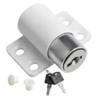 Cerradura de límite para puertas y ventanas, retenedor de puerta corredera, cerradura de seguridad para niños, White No Screw