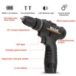 Taladro eléctrico para el hogar HILDA Taladro de iones de litio de 12 V con cargador y batería, enchufe de la UE, Cloth Packing - Imagen 3