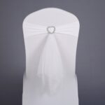 Silla elástica sin corbatas, funda para silla con lazo, correa para decoración del respaldo del asiento de boda del Hotel, 70x58 cm (White)