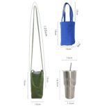 Taza de agua portátil Bolsa de café Aislamiento térmico al aire libre Cubierta de taza de lona de color sólido, Crossbody (Coffee) - Imagen 3