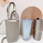 Taza de agua portátil Bolsa de café Aislamiento térmico al aire libre Cubierta de taza de lona de color sólido, Crossbody (Coffee) - Imagen 6