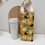 Funda protectora de lona para termo, bolsa de mano Universal para botella de agua, bolsa portátil para taza de agua, Yellow Kitten