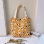 Bolso floral retro Bolso casual Bolso de pana de gran capacidad, Yellow Daisy