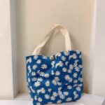 Bolso floral retro Bolso casual Bolso de pana de gran capacidad, Blue Daisy
