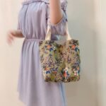 Bolso floral retro Bolso casual Bolso de pana de gran capacidad, Green Bottom Floral