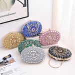 Bolso clutch de fiesta de noche con diamantes y girasoles ovalados - Imagen 2