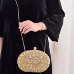 Bolso clutch de fiesta de noche con diamantes y girasoles ovalados - Imagen 11