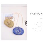 Bolso clutch de fiesta de noche con diamantes y girasoles ovalados - Imagen 9