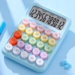 Calculadora de teclado flexible de dopamina de 12 bits Calculadora de estudiantes de oficina de color caramelo, Colorful Button Sky Blue