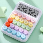 Calculadora de teclado flexible de dopamina de 12 bits Calculadora de estudiantes de oficina de color caramelo, Colorful Button White