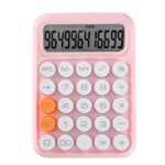 Calculadora de teclado mecánico de 12 dígitos Pantalla de calculadora de exámenes para estudiantes de oficina, Monochrome Buttons Pink