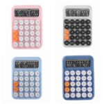 Calculadora de teclado mecánico de 12 dígitos Pantalla de calculadora de exámenes para estudiantes de oficina, Monochrome Buttons White Black - Imagen 2