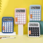 Calculadora de teclado mecánico de 12 dígitos Pantalla de calculadora de exámenes para estudiantes de oficina, Monochrome Buttons Pink - Imagen 6