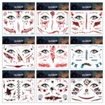 Etiqueta engomada del tatuaje impermeable de la cicatriz de Halloween pegatinas de terror de cara simulada, RM-037, RM-038, RM-039, RM-040, RM-041, RM-042, RM-043, RM-044, RM-045, RM-046 - Imagen 4