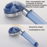 Cabezal de ducha con filtro de agua, refuerzo de filtro de algodón PP para el hogar, descarga de loto de mano, Sky Blue - Imagen 8