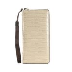 Bolso de mano largo con estampado de cocodrilo para mujer, bolso de mano con cremallera y posición para múltiples tarjetas