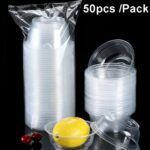 50 unids/pack sin tapa tazón de plástico redondo desechable grueso transparente tazón de sopa de comida rápida, 1000ml