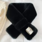 Collar falso de piel de conejo de imitación cálido y grueso de invierno de 80cm