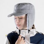 Sombrero de lengua de pato a prueba de viento, grueso, plegable, cálido, con plumón de cordero, Women (Light Grey)
