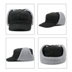 Sombrero de lengua de pato a prueba de viento, grueso, plegable, cálido, con plumón de cordero, Men (Dark Gray) - Imagen 4
