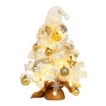 50cm LED escritorio flocado Mini árbol de Navidad Adornos para árboles de Navidad decoraciones navideñas, 50cm (White)