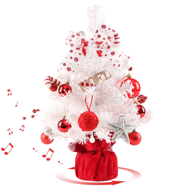 TBD0604171901A.jpg Caja de música giratoria LED de 50cm, Mini Adornos para árbol de Navidad de escritorio, decoraciones navideñas, 50cm (Red White) - Imagen 1