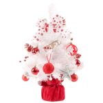 Caja de música giratoria LED de 50cm, Mini Adornos para árbol de Navidad de escritorio, decoraciones navideñas, 50cm (Red White) - Imagen 2